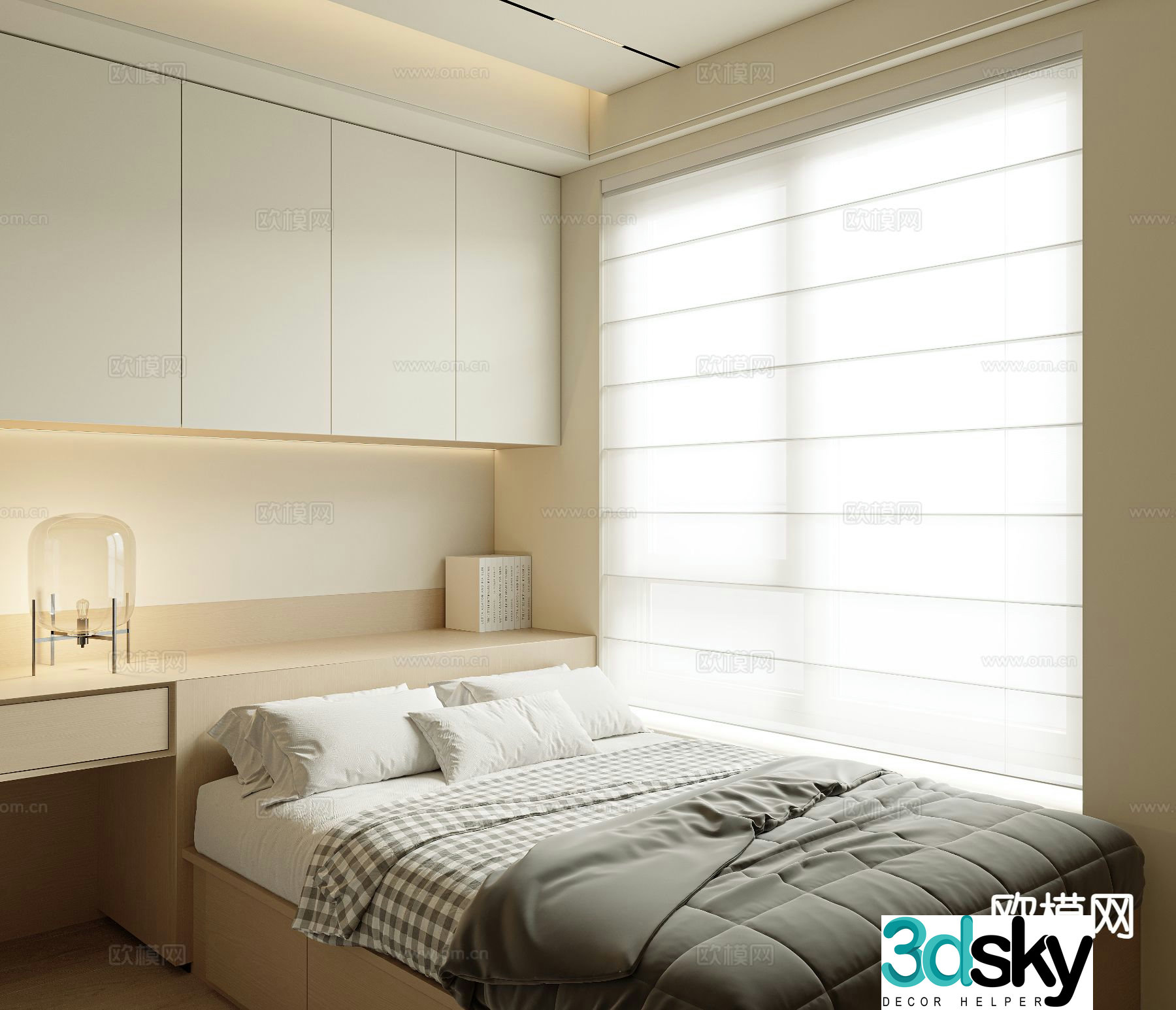 Cream style tatami bedroom 3d model