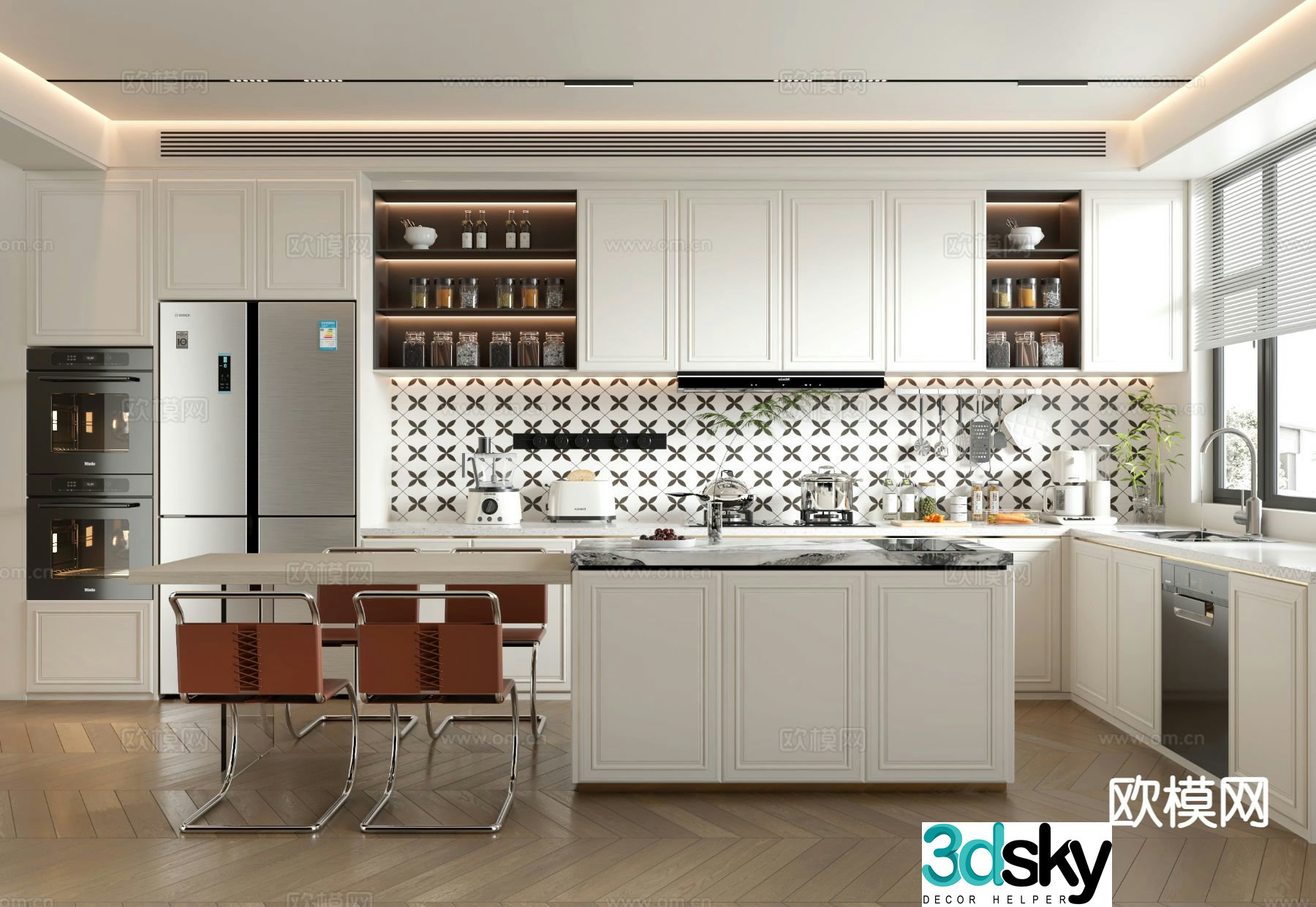 French island kitchen 3d model