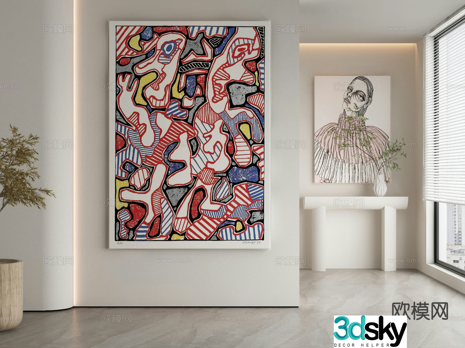 Wabi-sabi art painting abstract painting decorative painting 3d model
