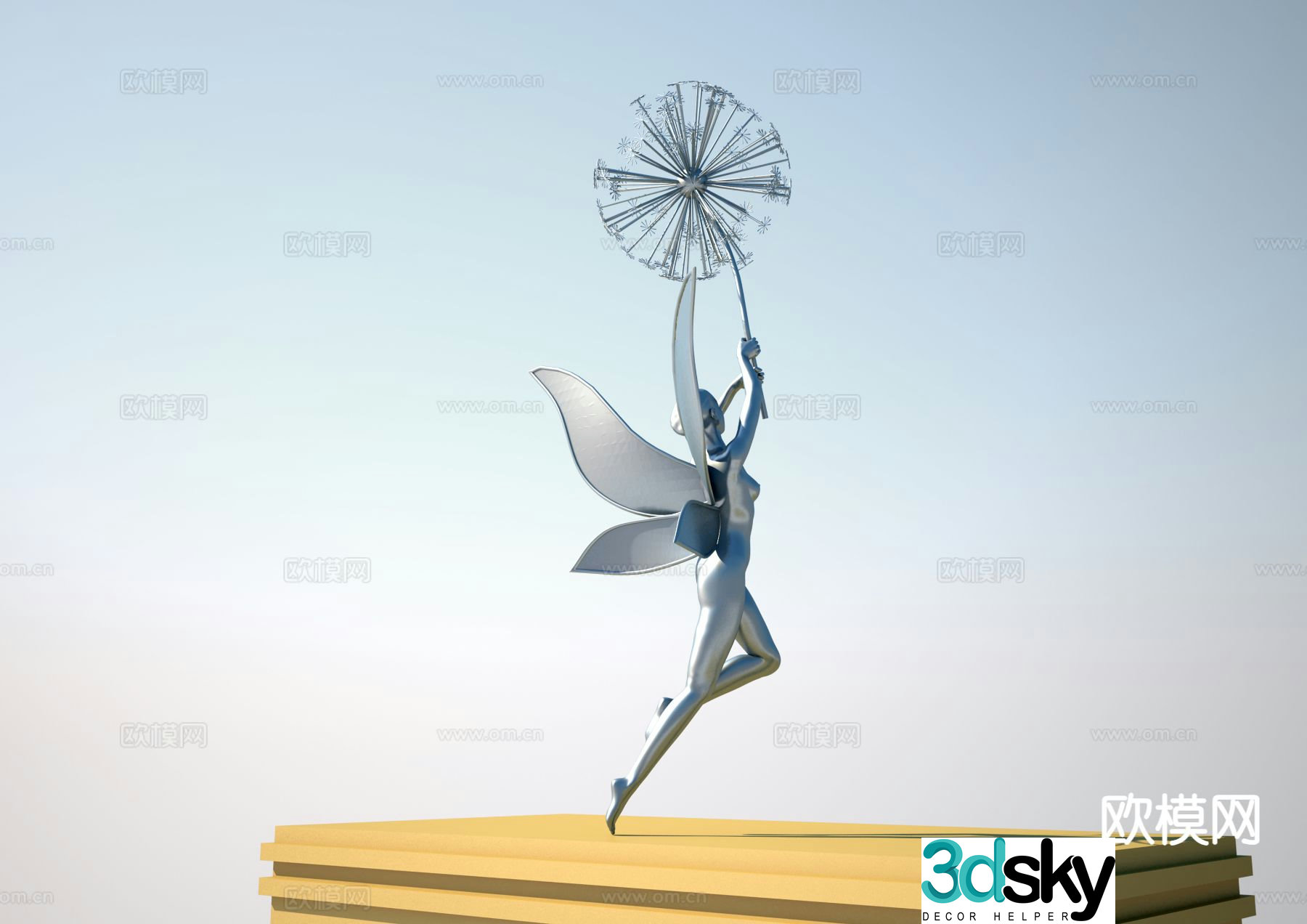 Angel sculpture dandelion sculpture 3d model