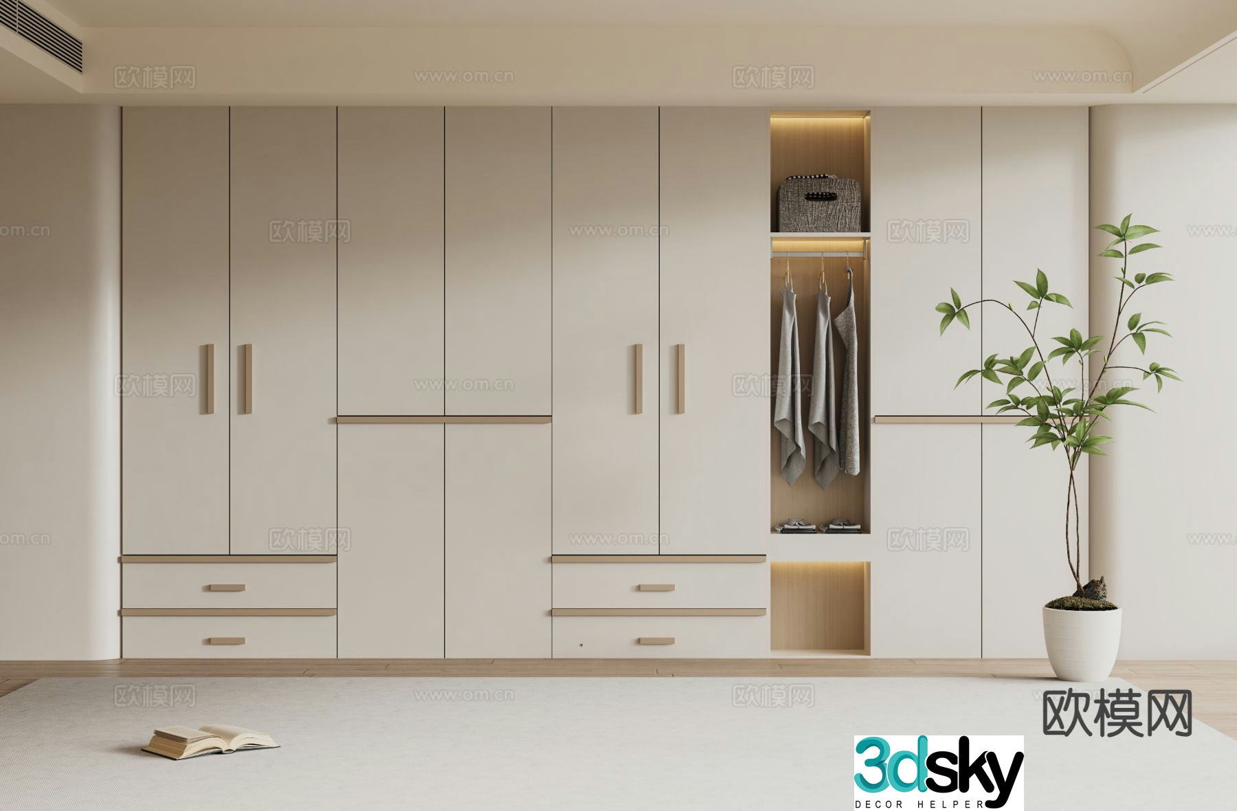 Cream style wardrobe 3d model