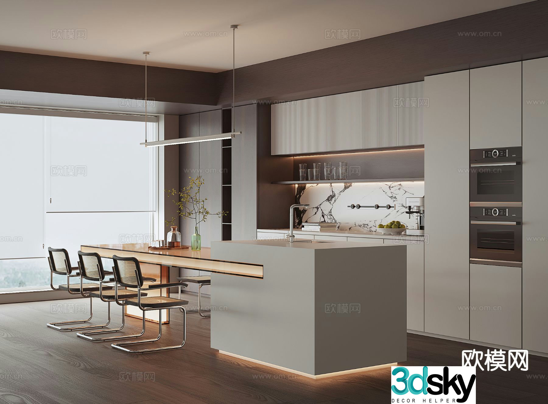 Modern island restaurant 3d model