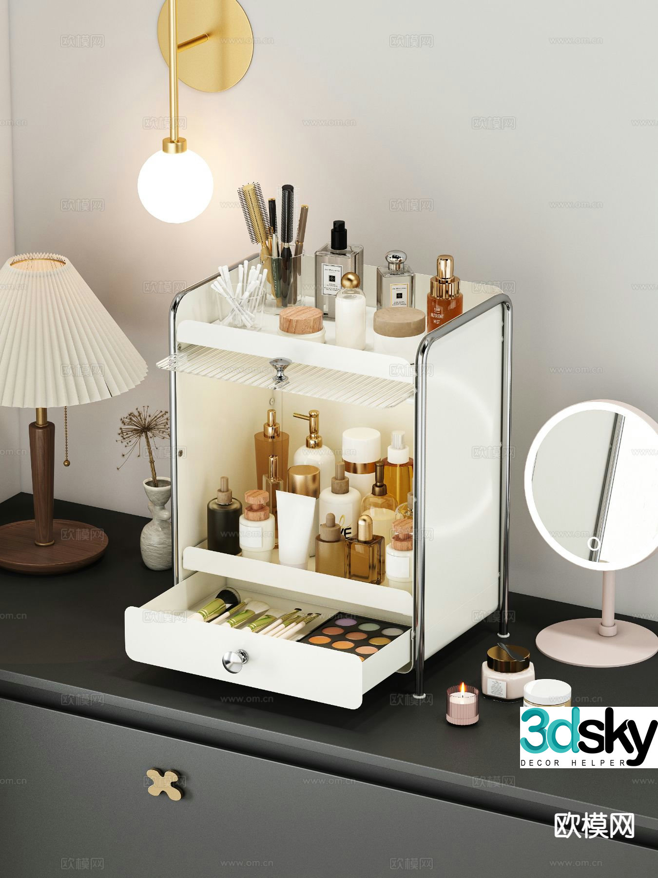 Skin care products makeup storage rack 3d model