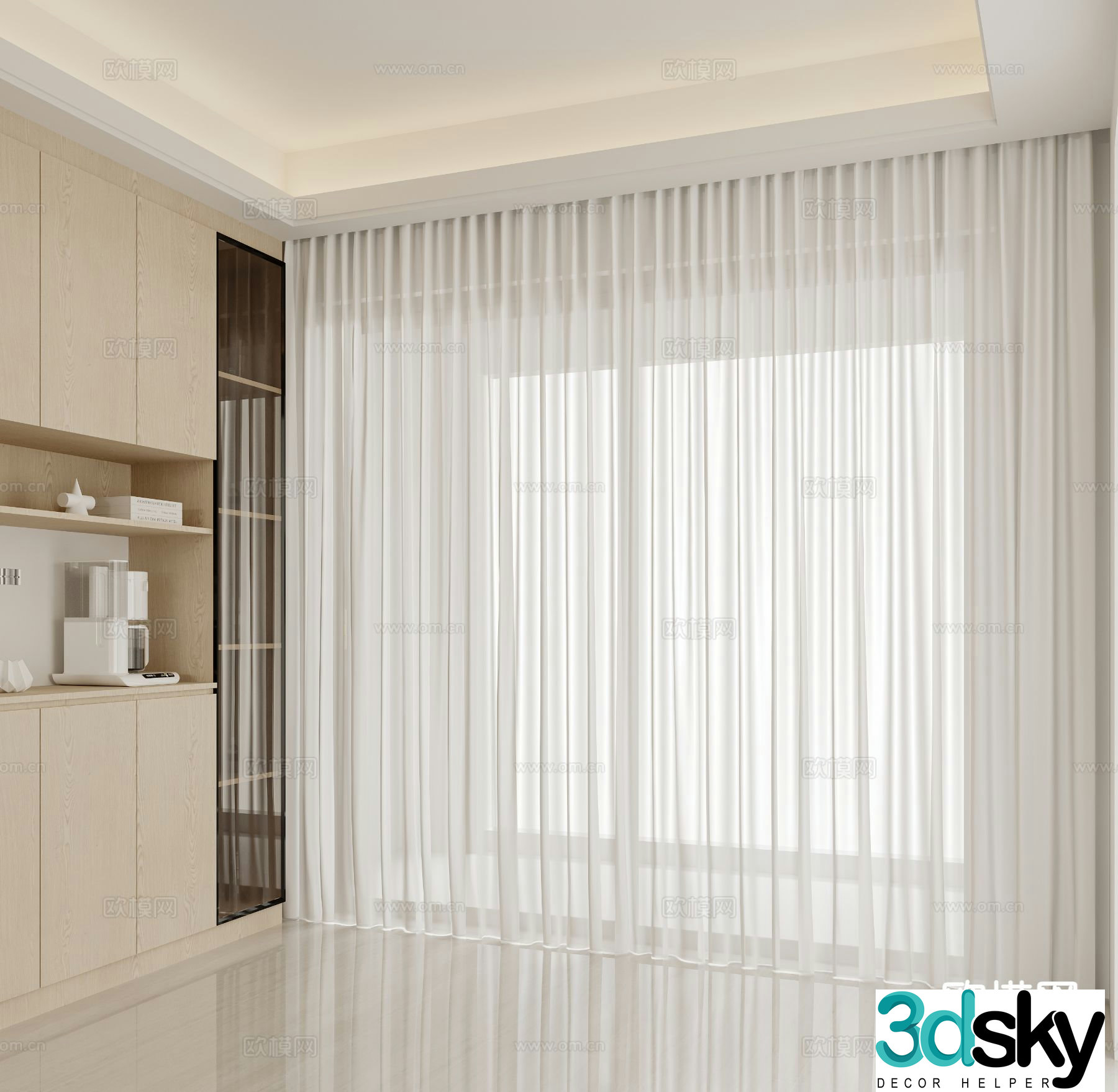 Sheer curtain universal curtain 3d model