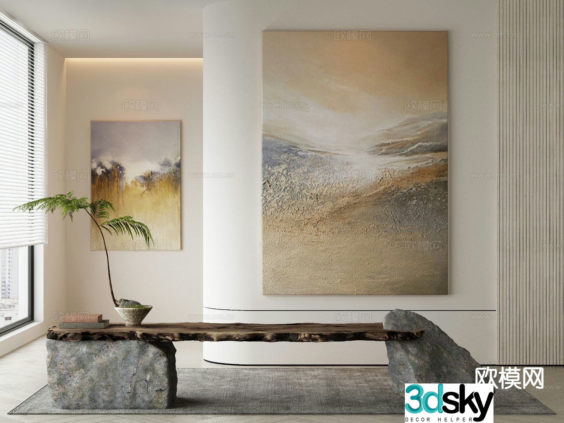 Wabi-sabi art painting texture painting decorative painting 3d model