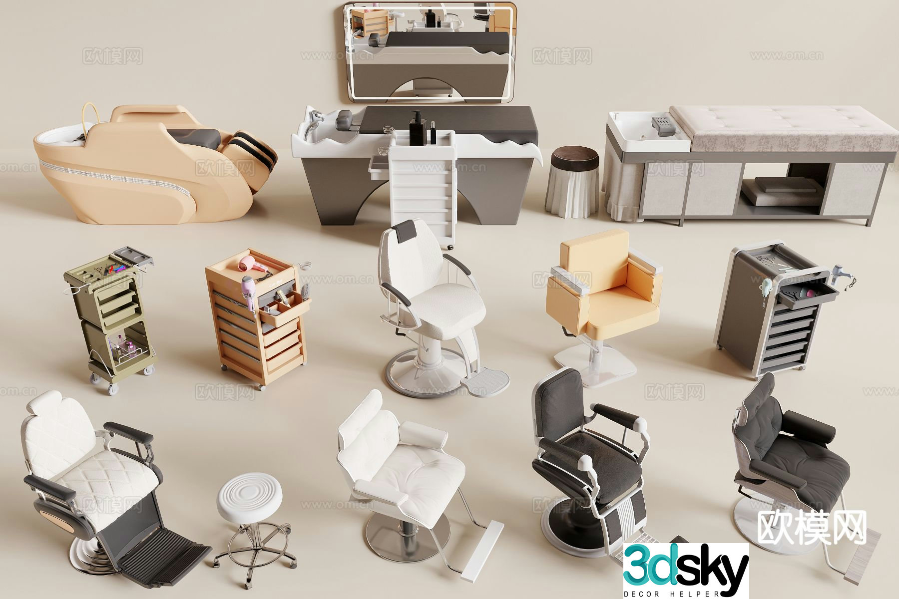 Modern hair cutting chair barber chair barber equipment 3d model