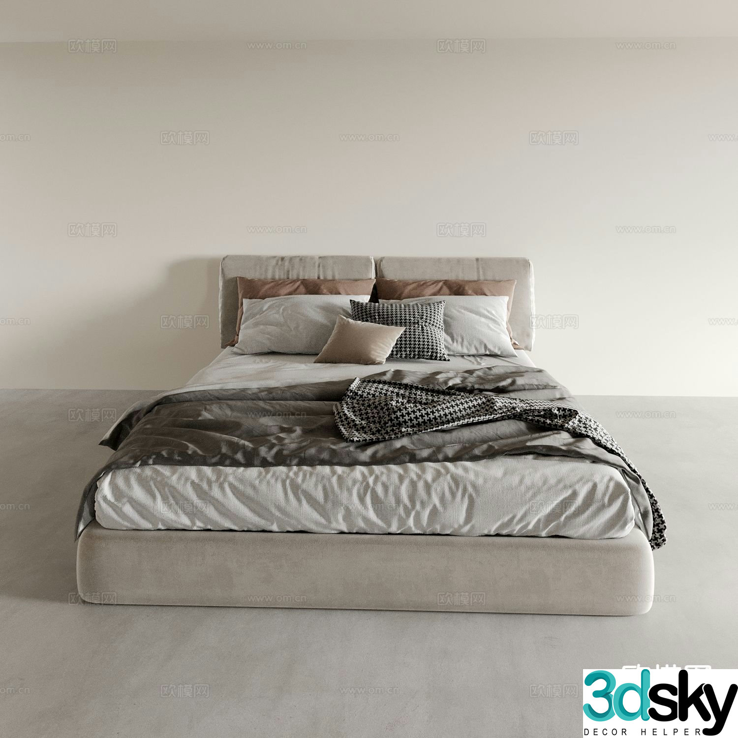 Italian double bed 3d model