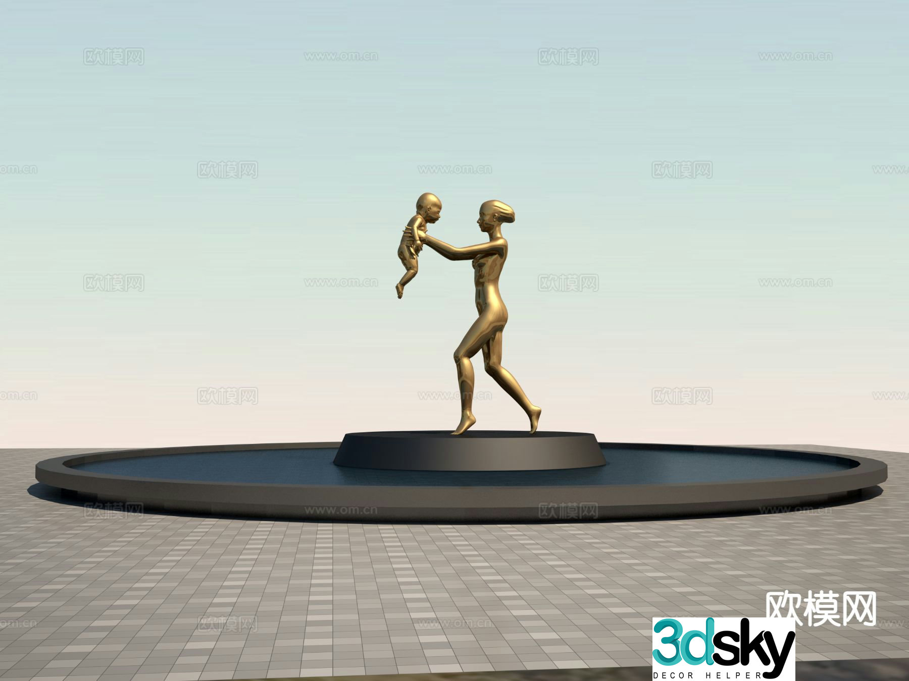 Mother and child sculpture urban sculpture 3d model