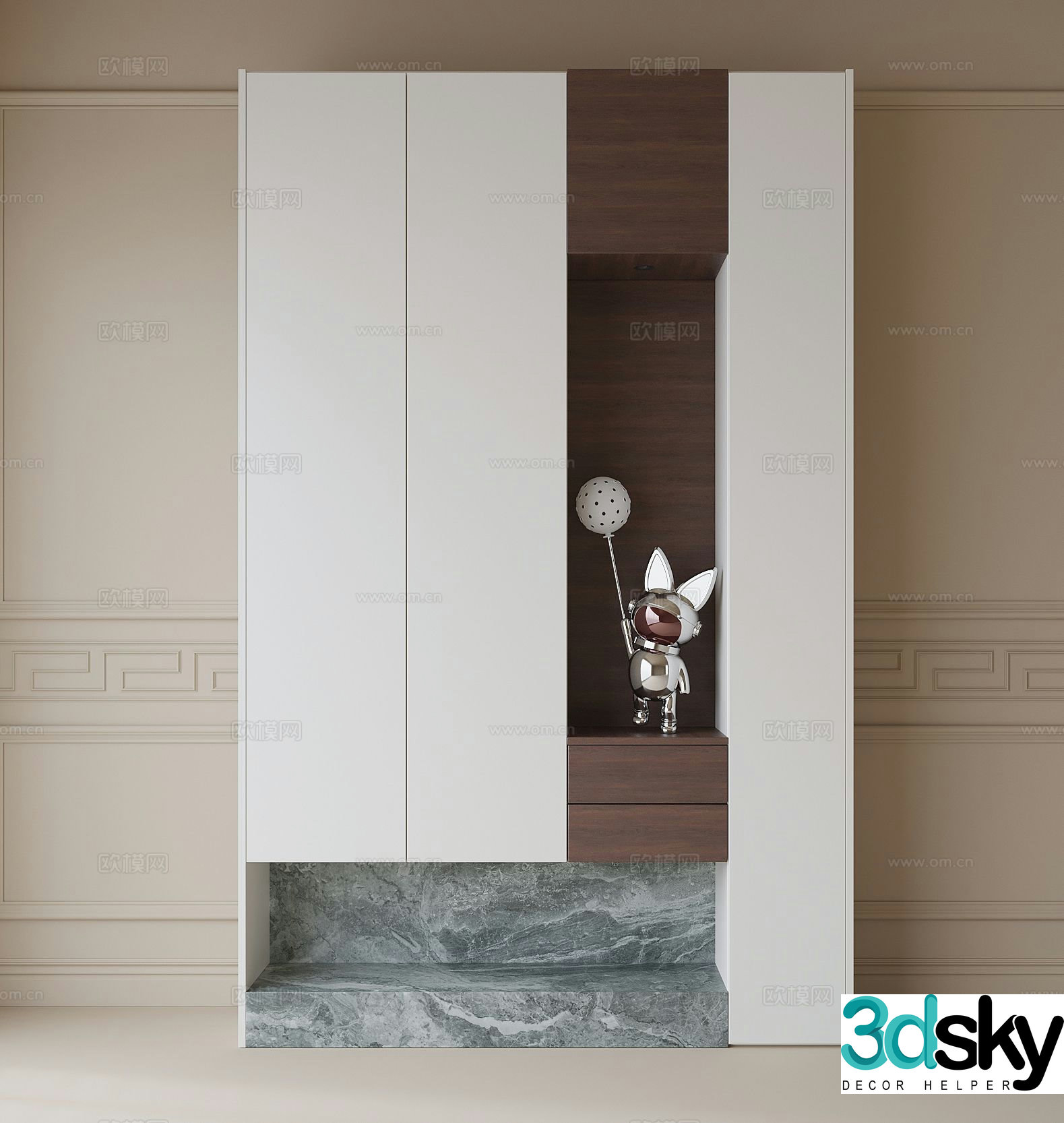 Modern entrance shoe cabinet 3d model