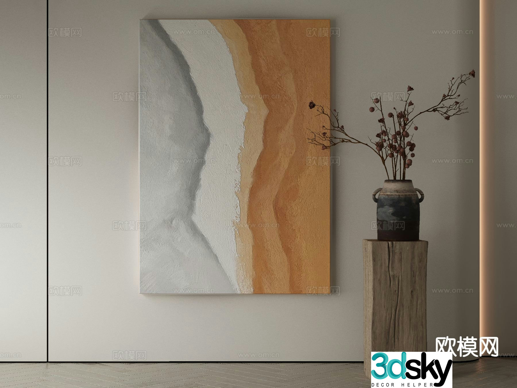 Modern decorative painting abstract painting 3d model