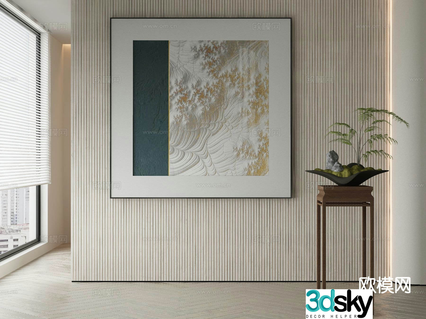 New Chinese style decorative painting Zen hanging painting 3D model