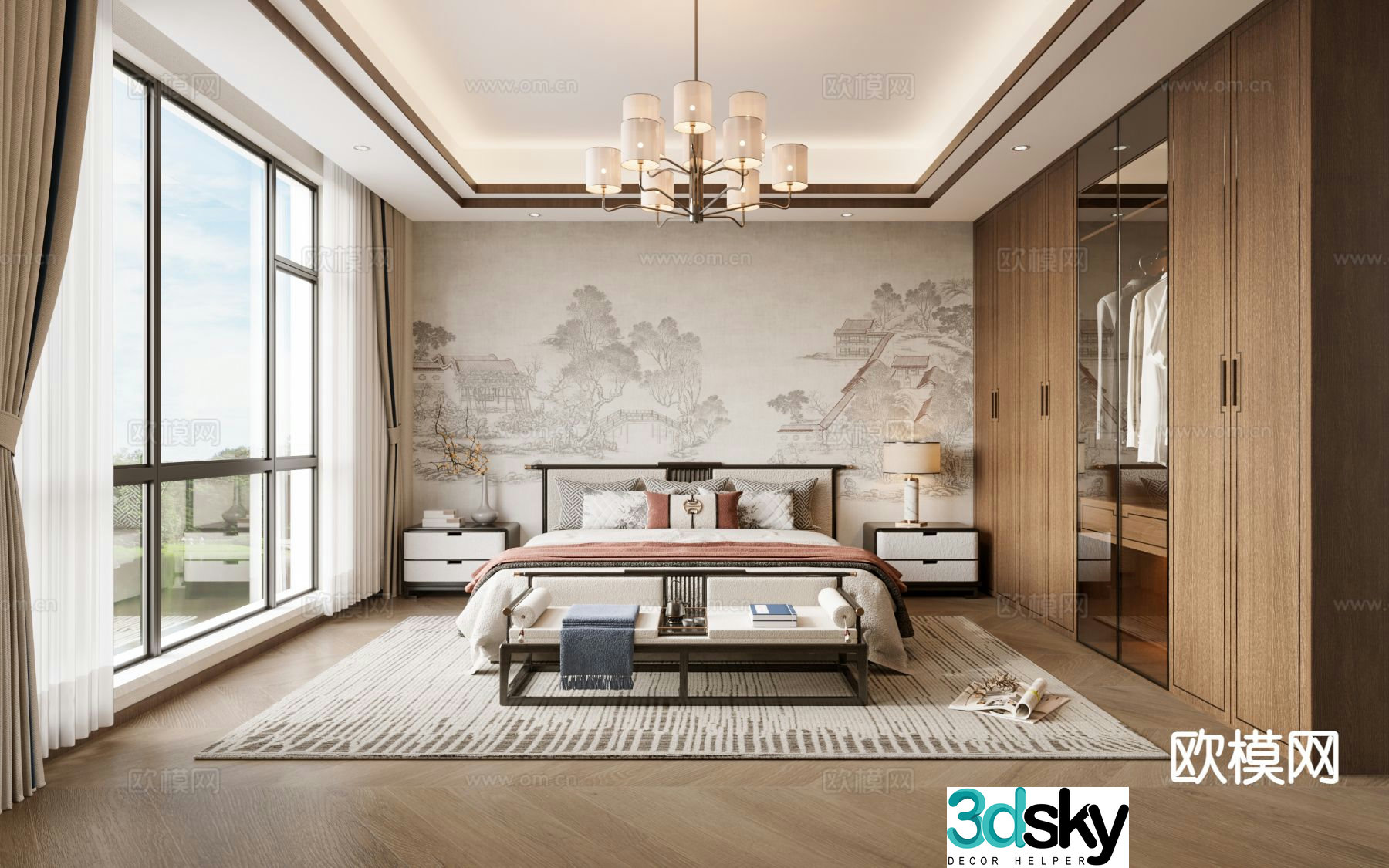 New Chinese style bedroom master bedroom 3d model