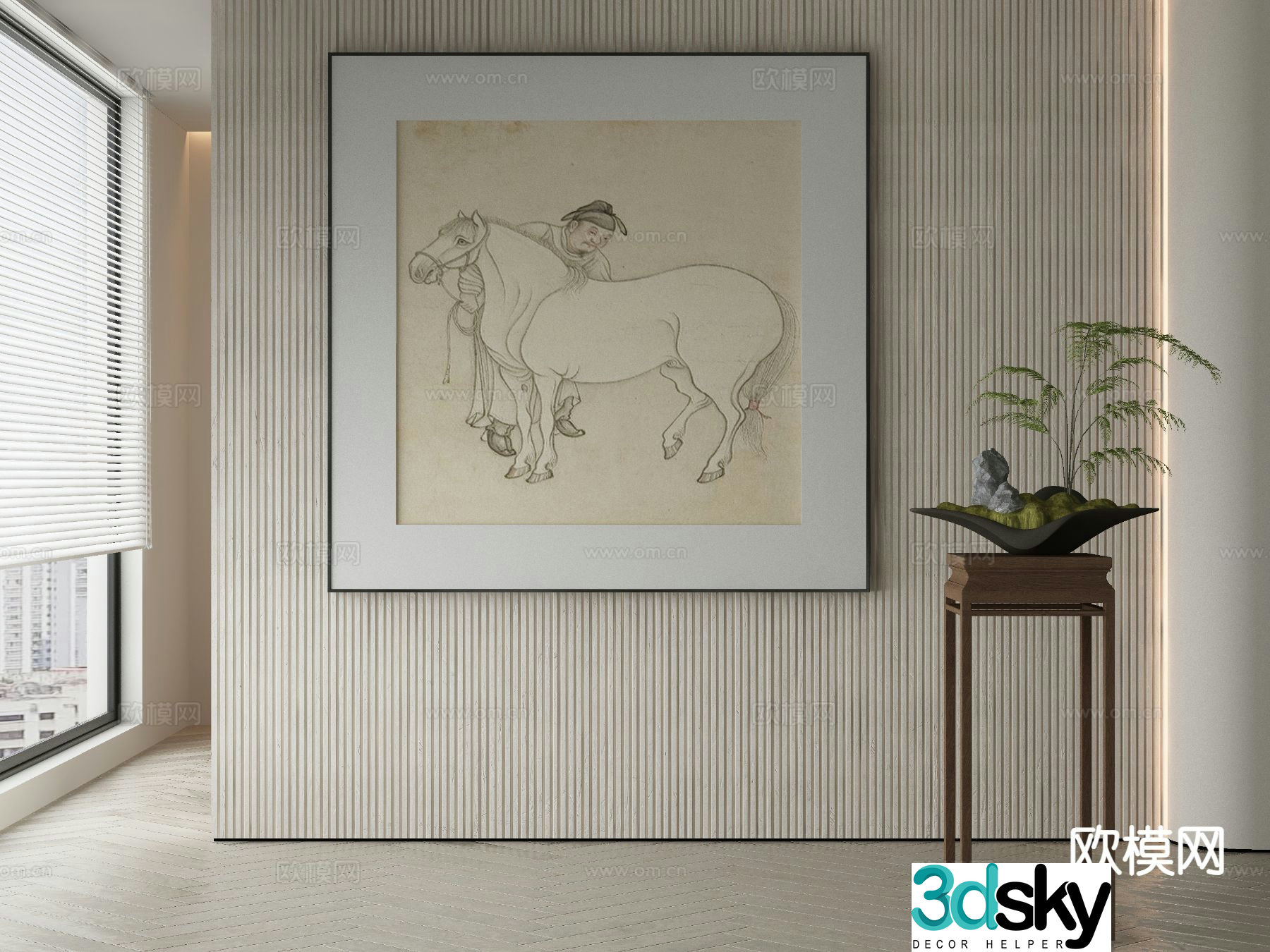 New Chinese style decorative painting ancient figure painting 3D model