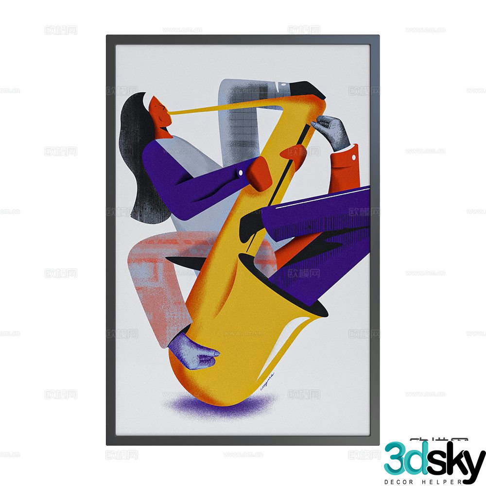 NC Design cartoon character hanging painting decorative painting 3d model