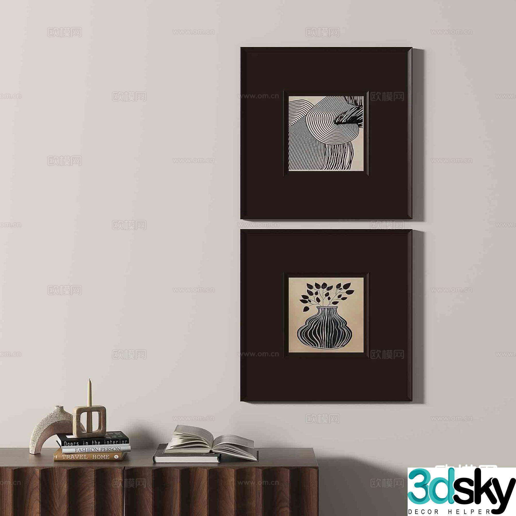 Wabi-sabi retro hanging painting art painting decorative painting 3D model