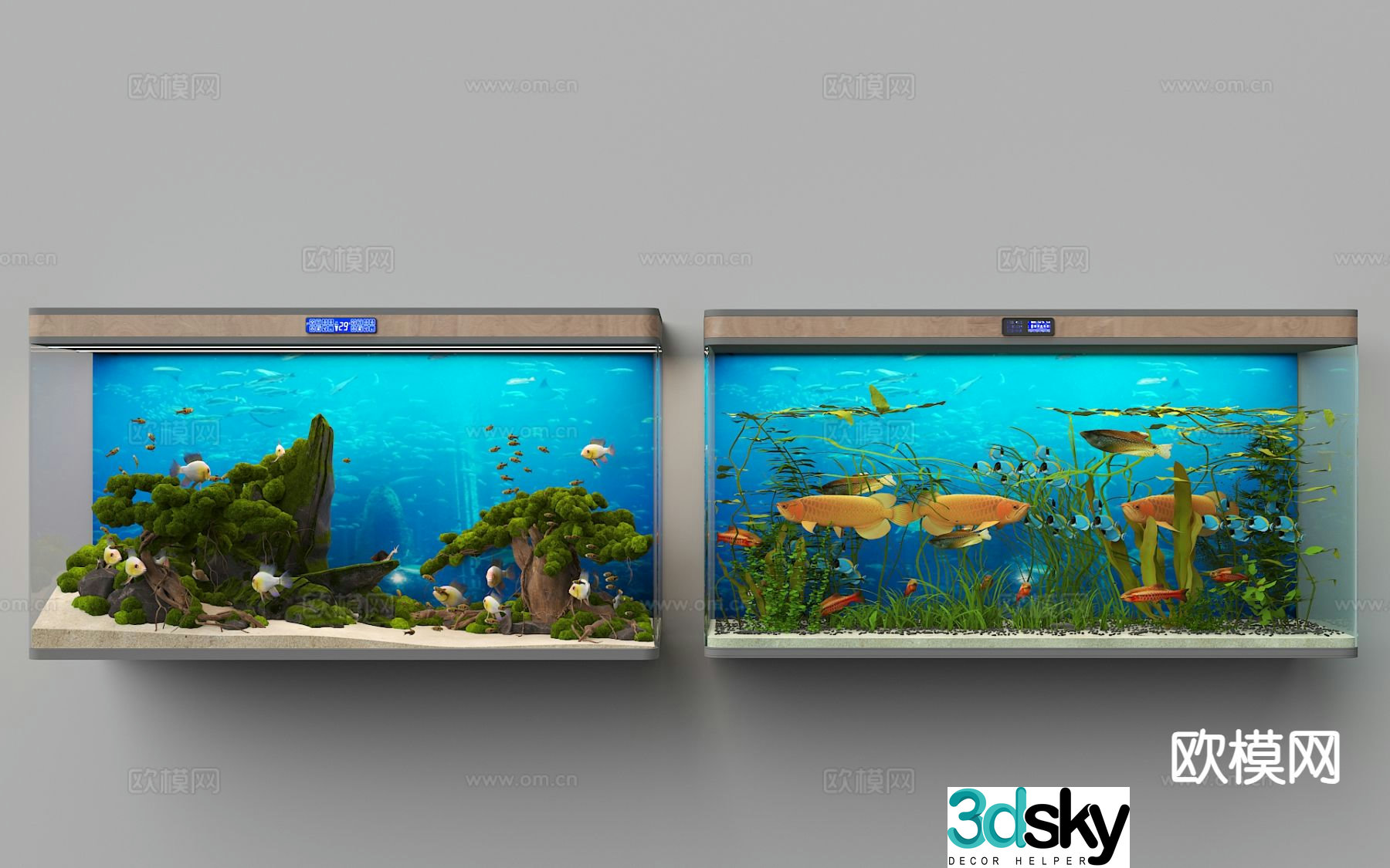 Modern fish tank aquarium 3d model