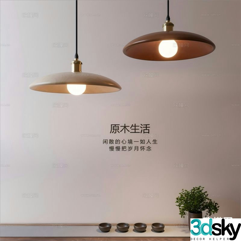 Medieval style small chandelier wooden chandelier 3d model