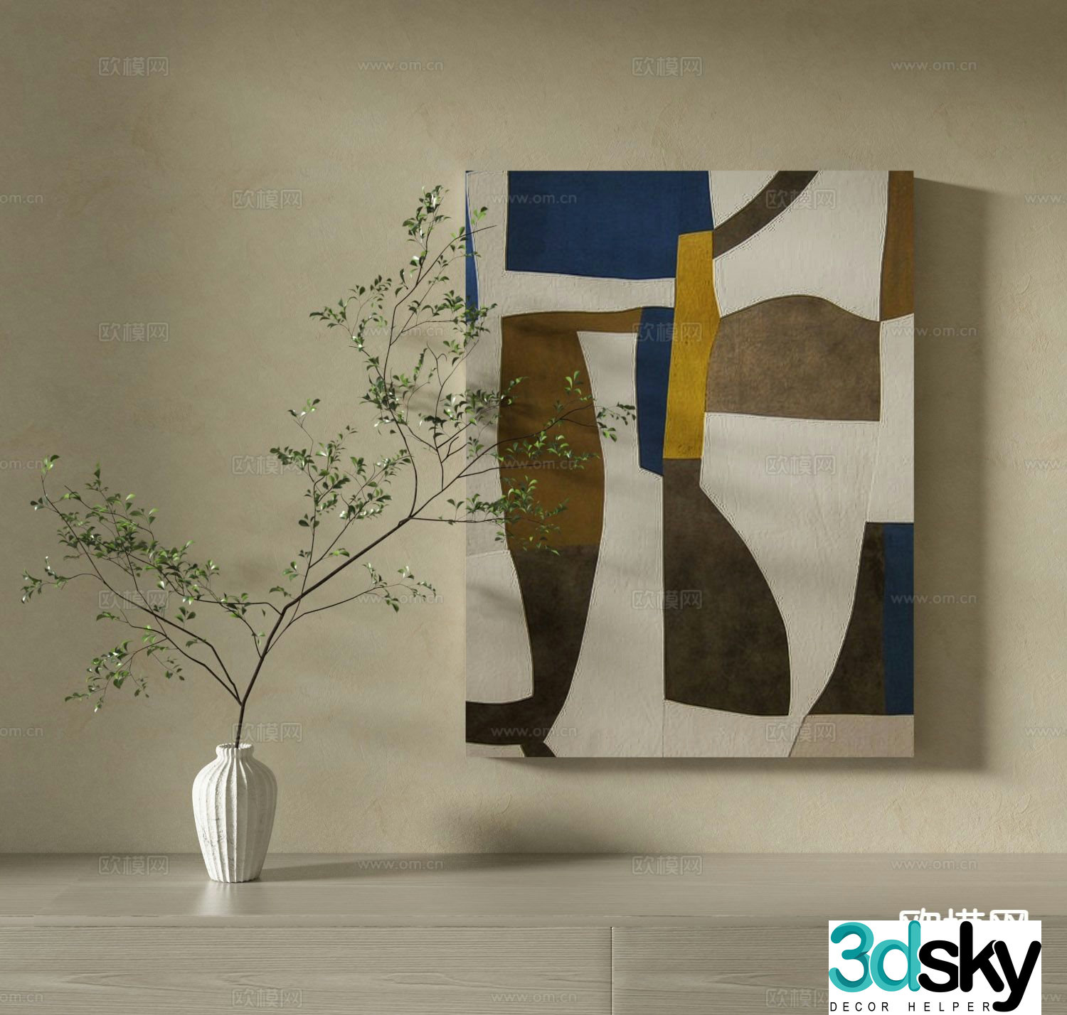 Wabi-sabi art painting texture painting decorative painting 3d model