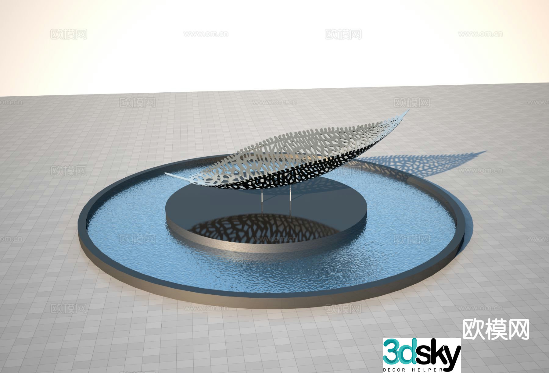 Leaf sculpture square sculpture 3d model