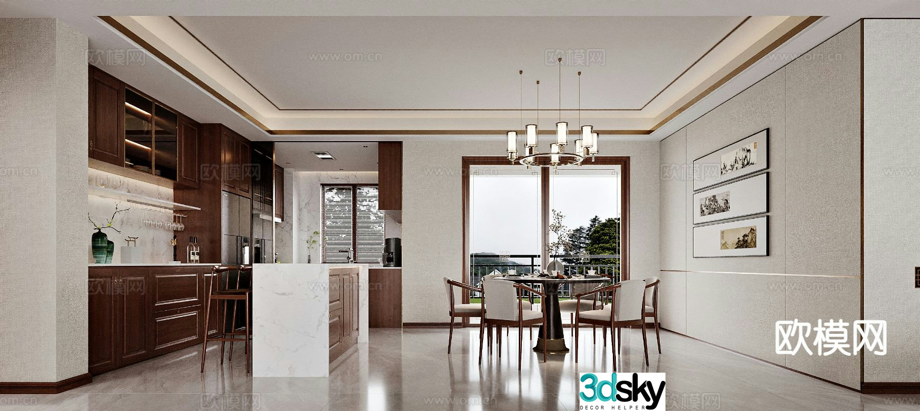 New Chinese restaurant Western kitchen area 3D model