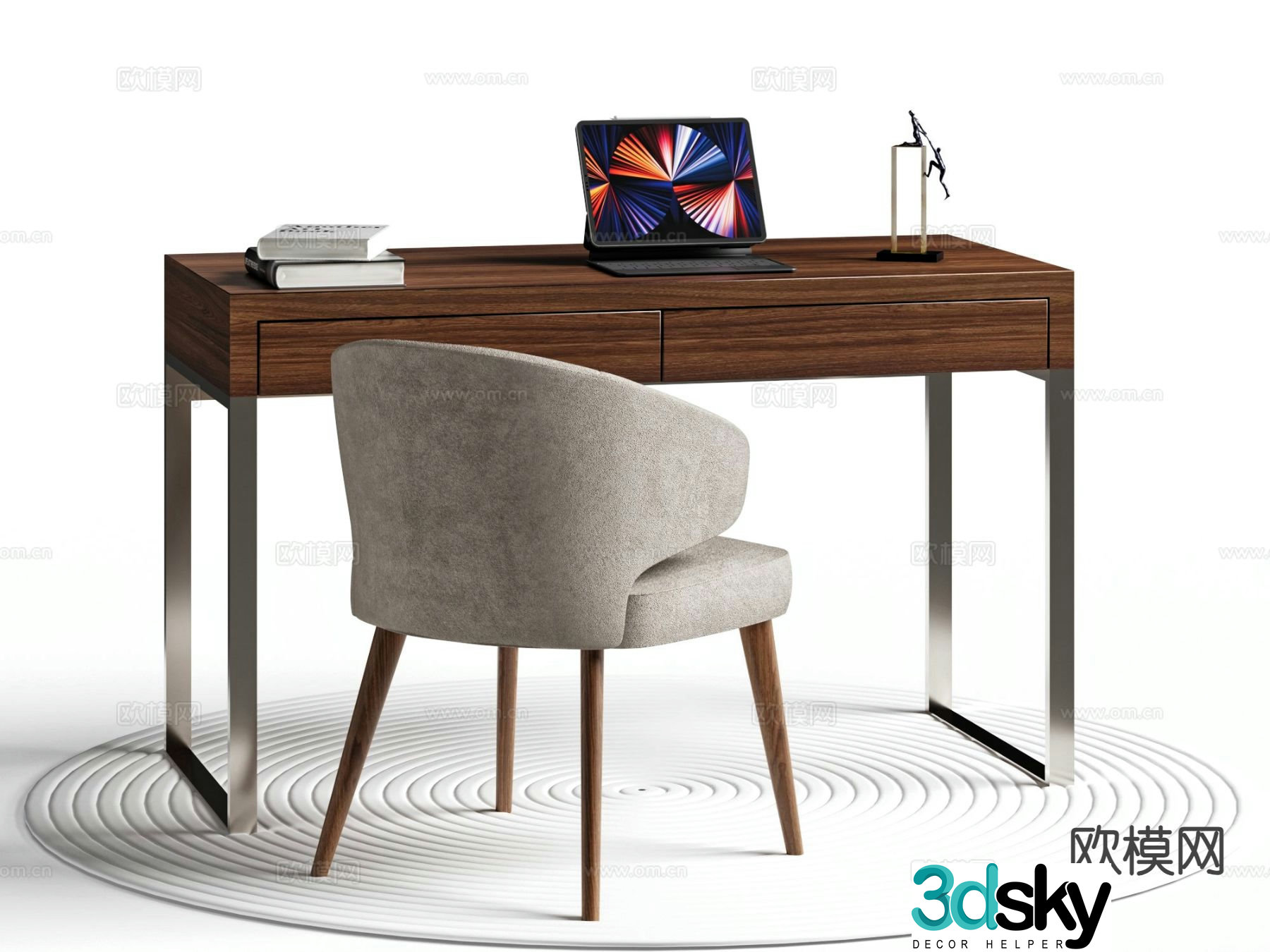New Chinese style desk and chair 3d model