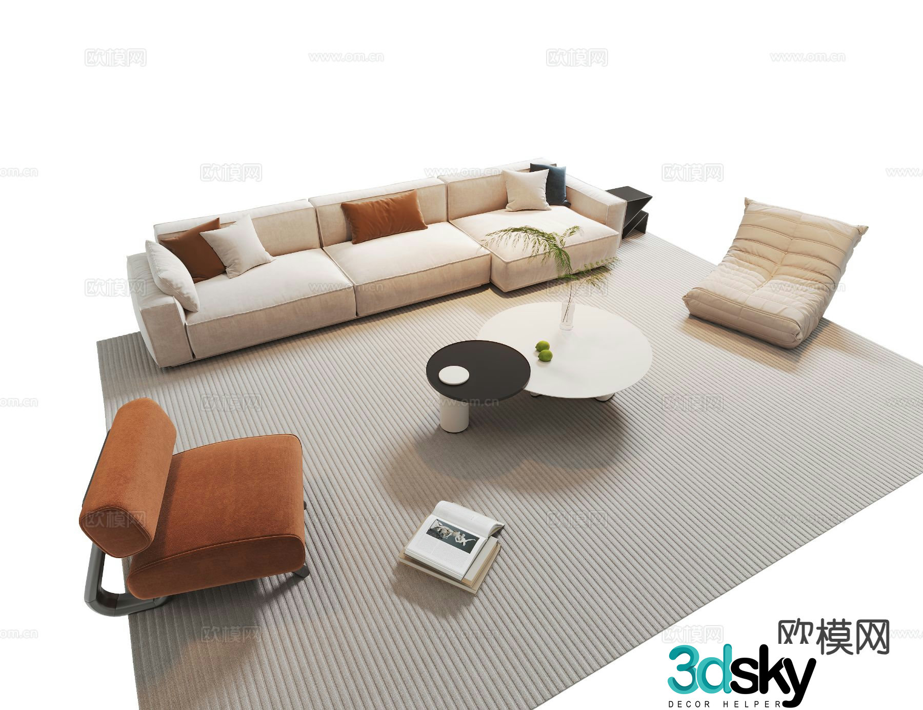 Modern sectional sofa 3d model