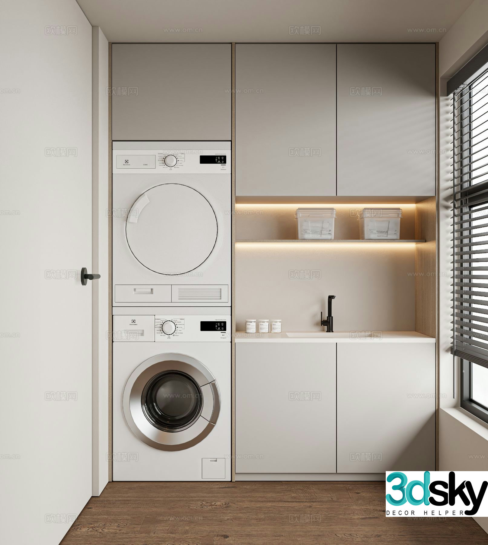 Modern balcony cabinet washing machine cabinet 3d model