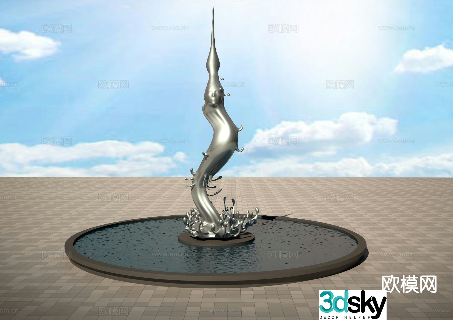 Creative wave sculpture 3d model