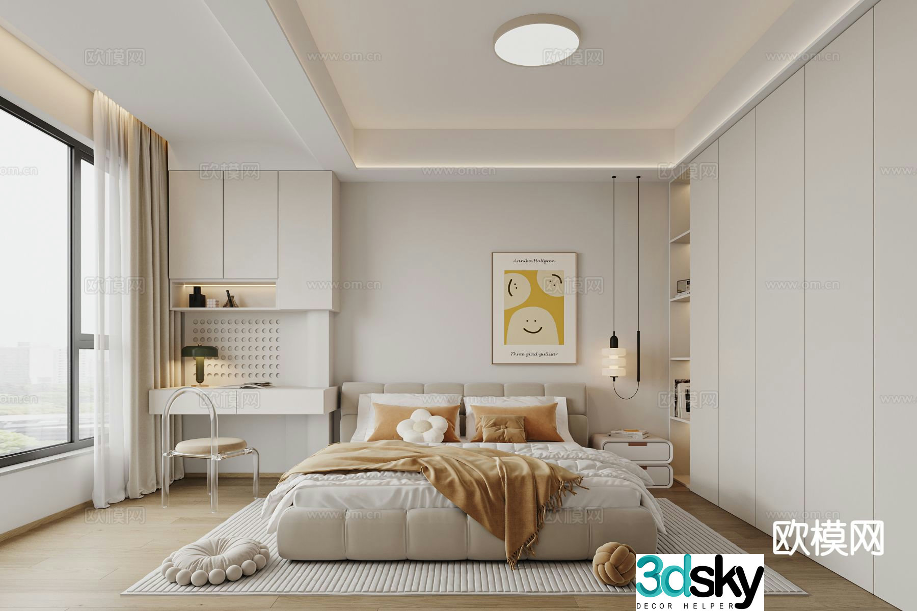 Cream style bedroom master bedroom 3d model