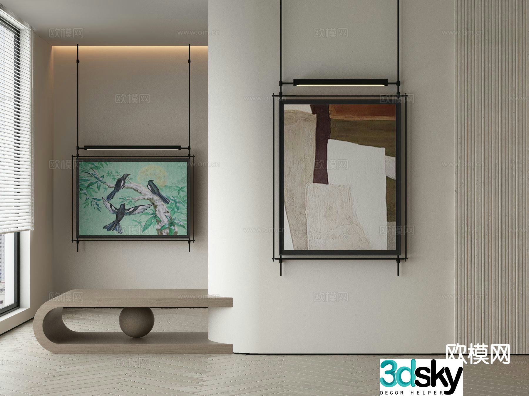 Modern decorative painting flower and bird painting 3d model
