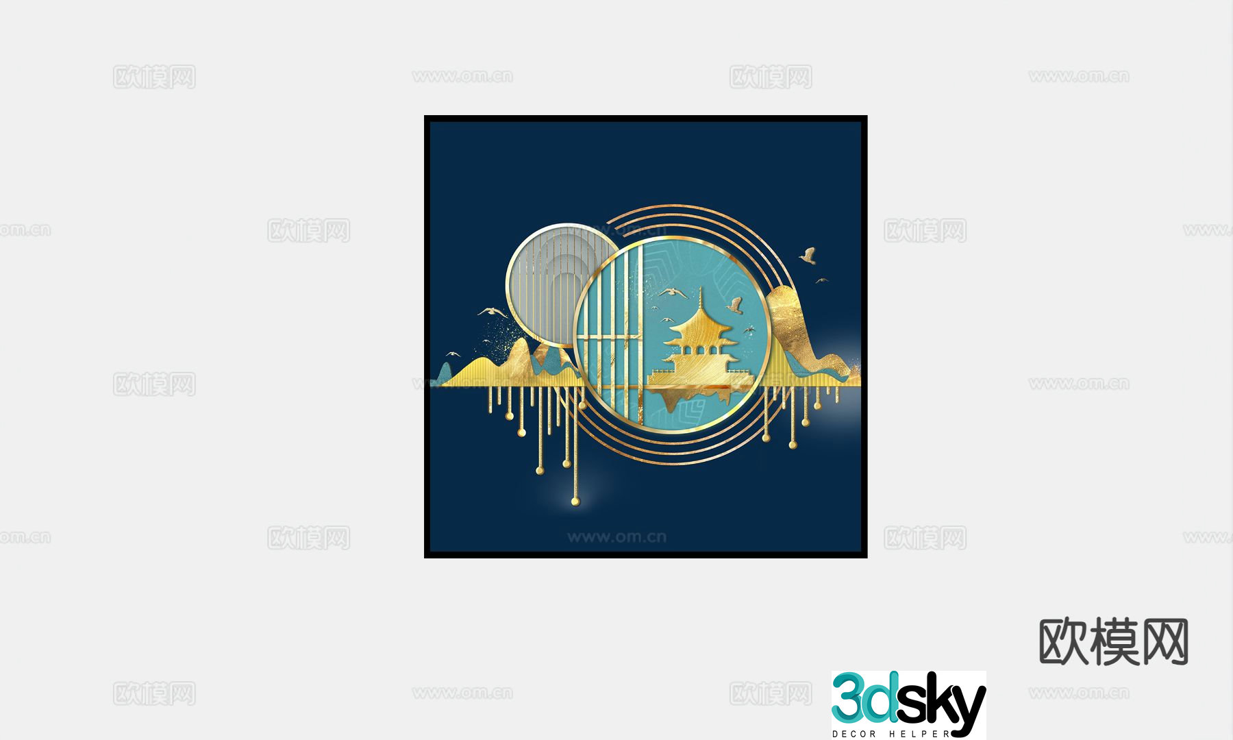 Chinese decorative painting hanging painting 3d model