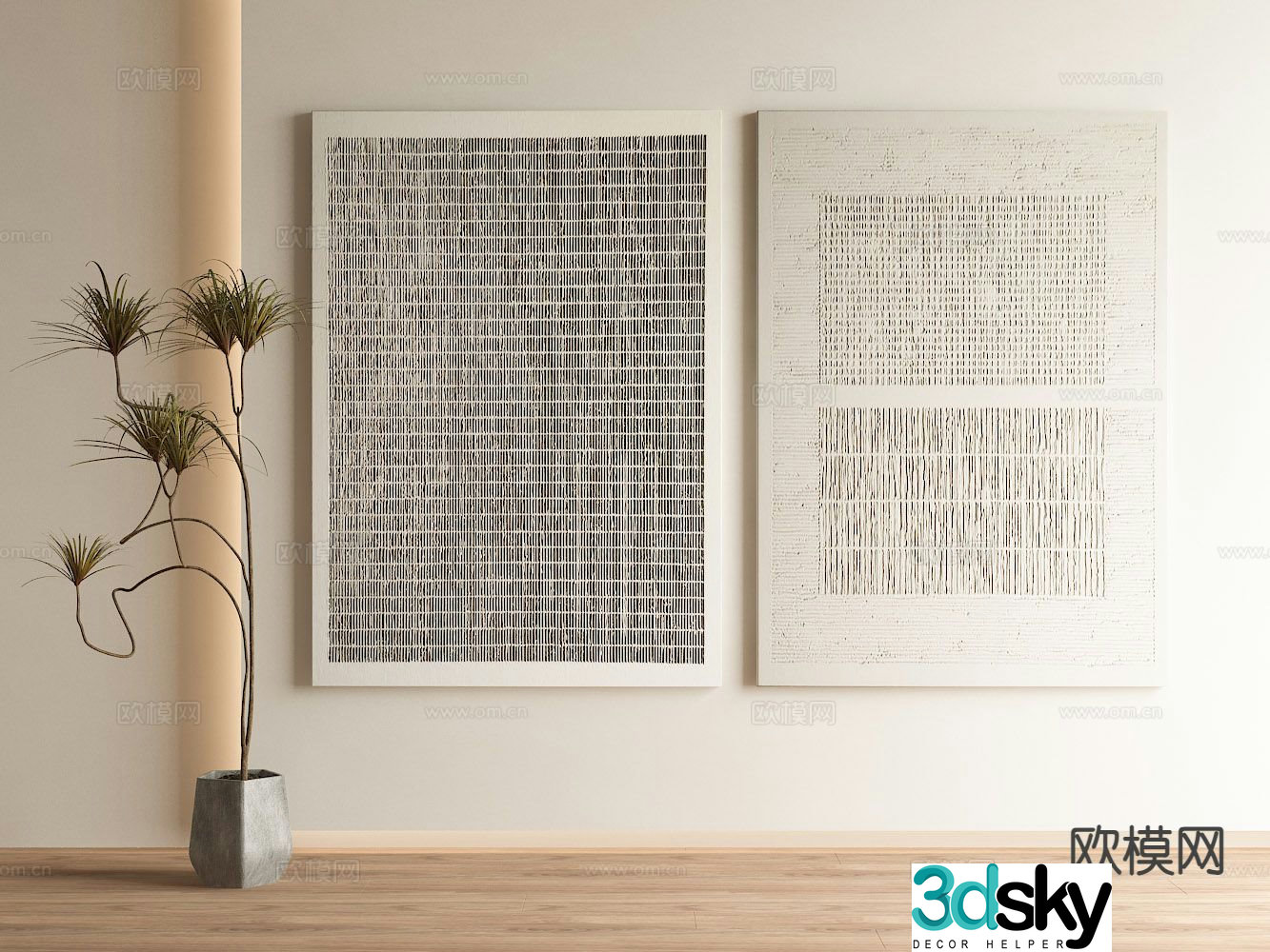 Modern texture painting decorative painting 3d model