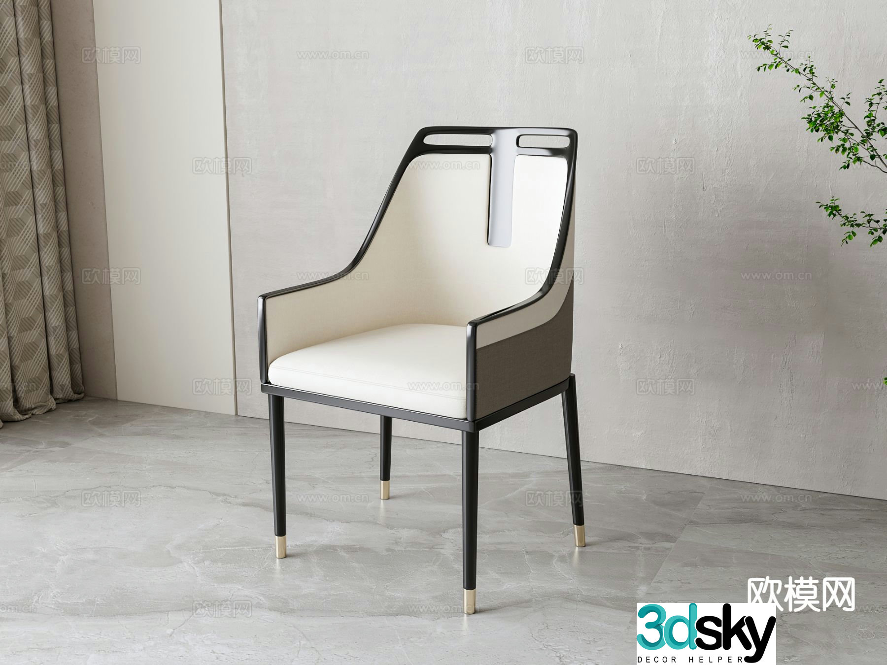 New Chinese dining chair chair 3d model