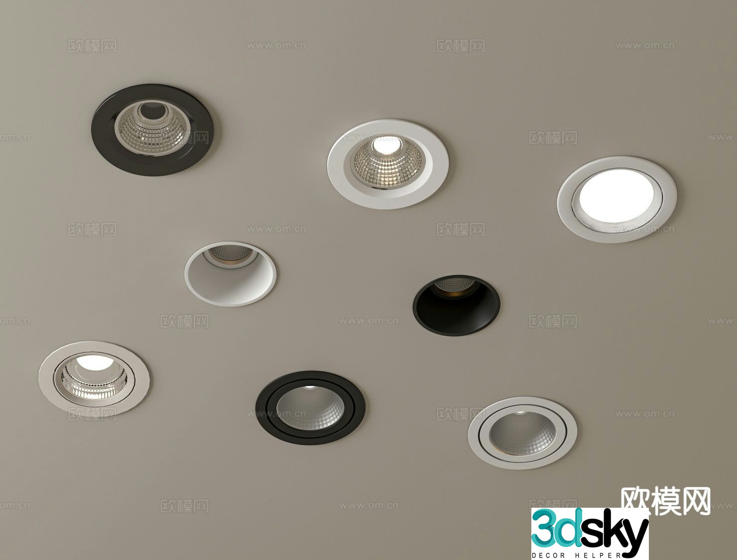 Recessed spotlight downlight track light 3d model