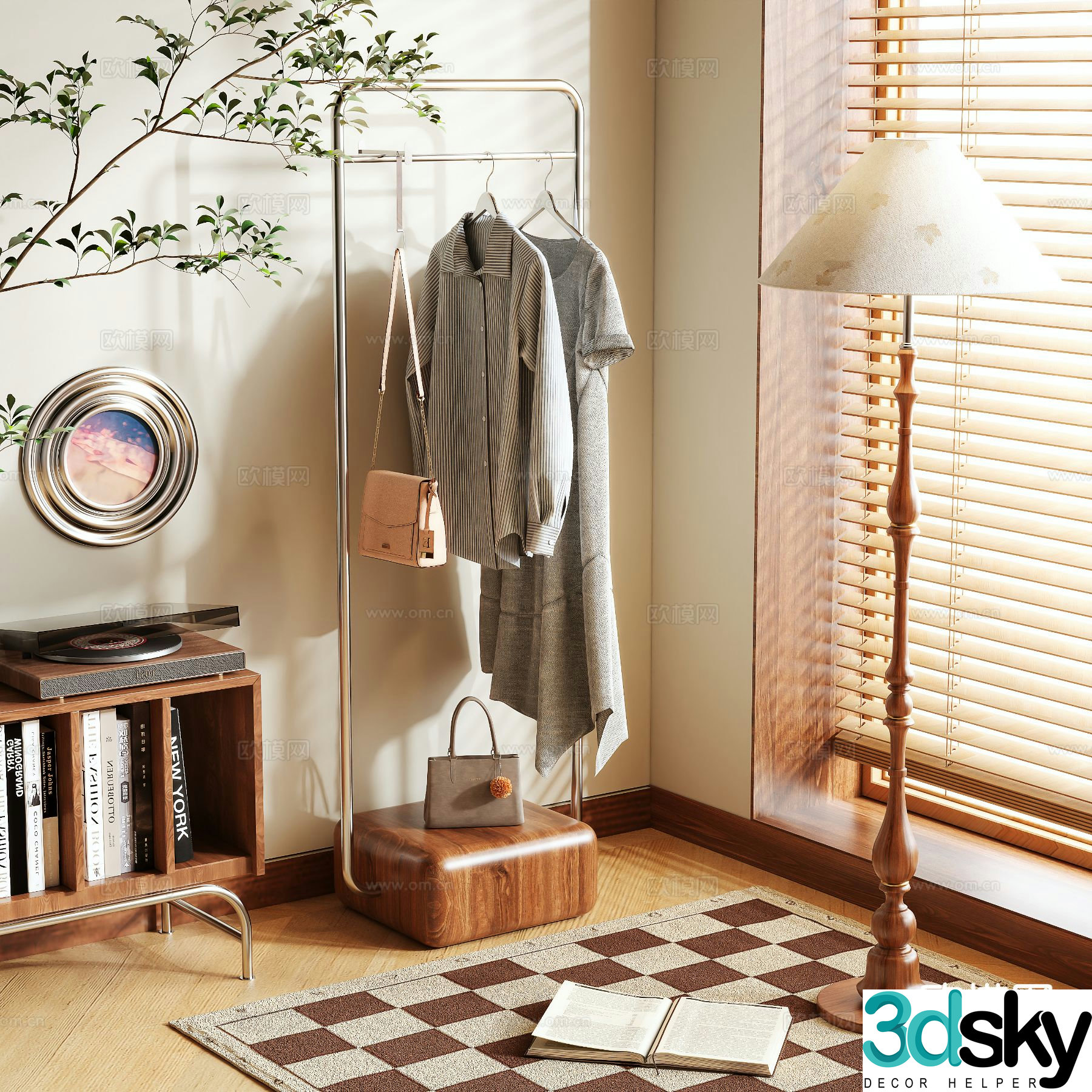 Clothes rack coat rack floor-standing clothes rack 3D model