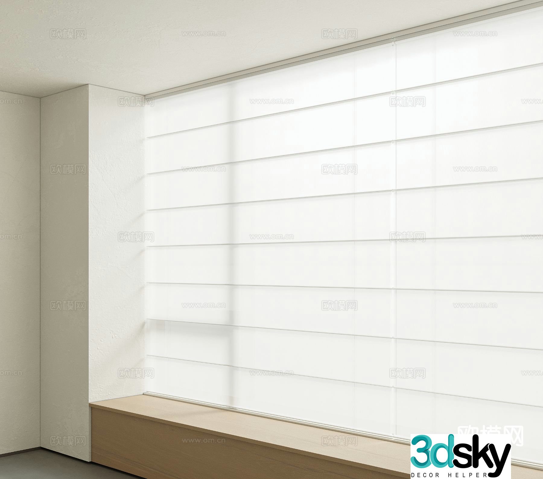 Modern curtain fabric blackout curtain 3d model