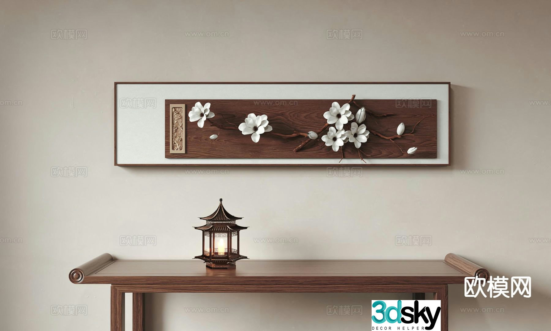 New Chinese style decorative painting hanging painting 3d model