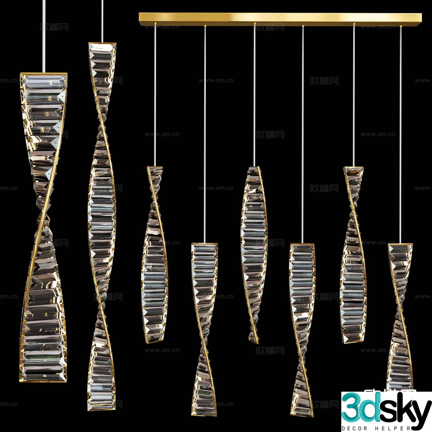 Modern dining room chandelier 3d model