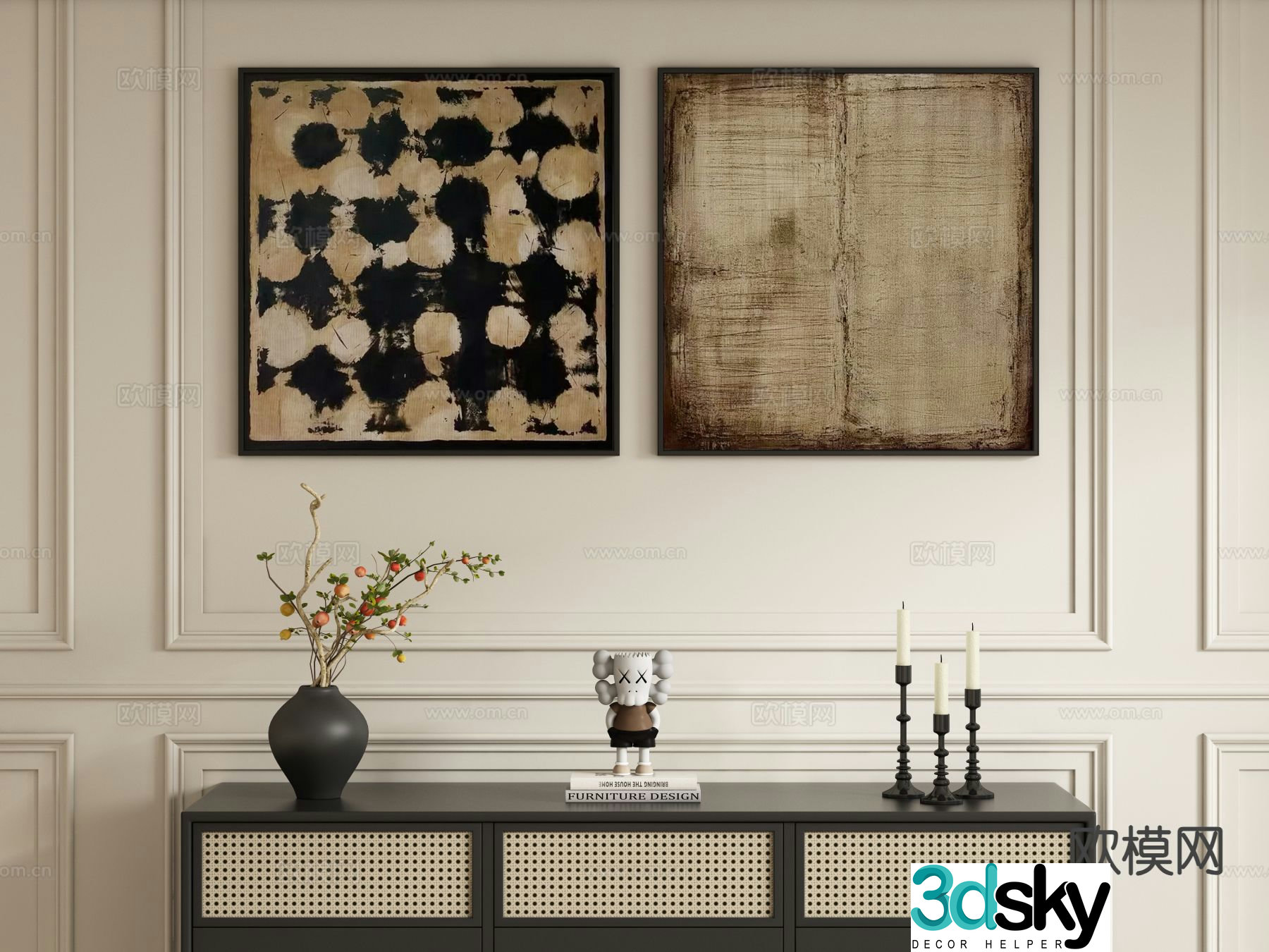Medieval style art painting texture painting decorative painting 3d model