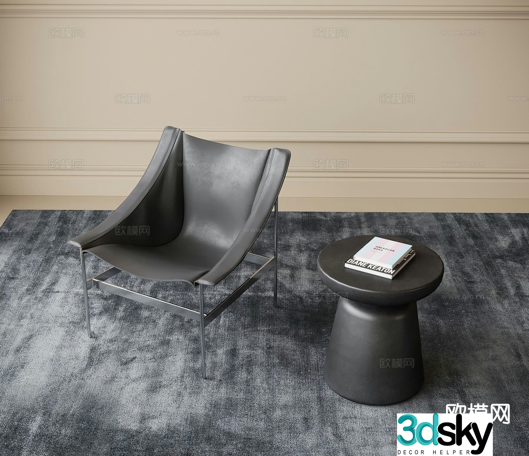 Modern leather lounge chair chair 3d model