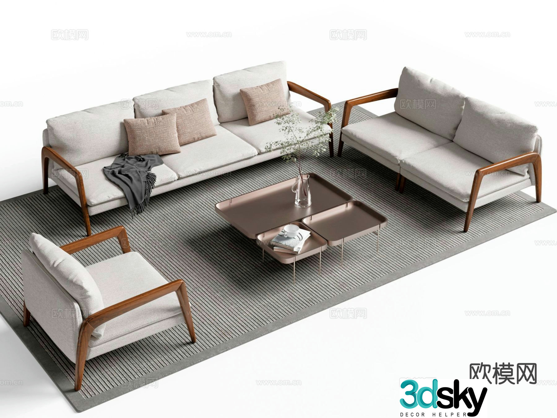 New Chinese style sofa modular sofa 3d model