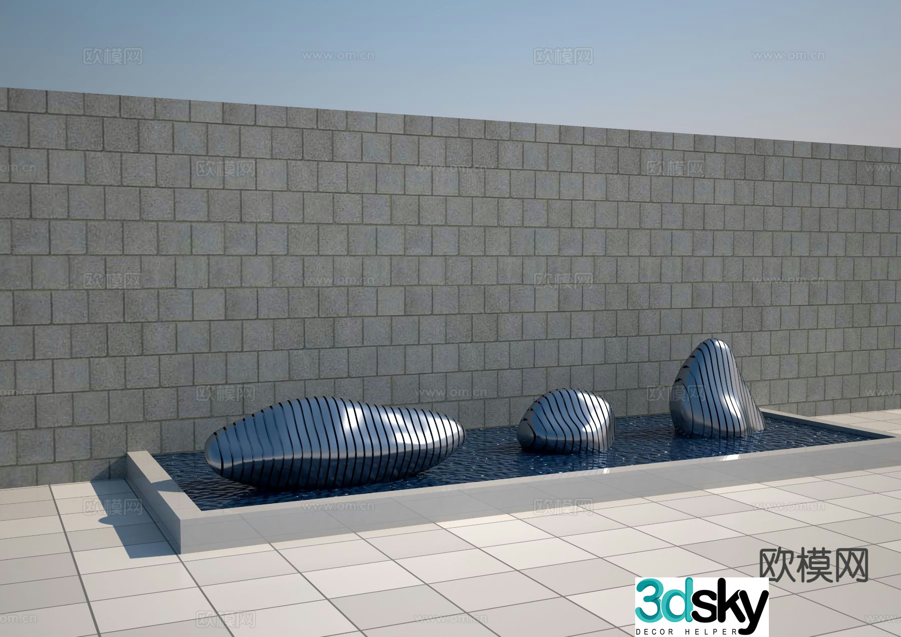 Stainless steel plastic stone sculpture 3d model