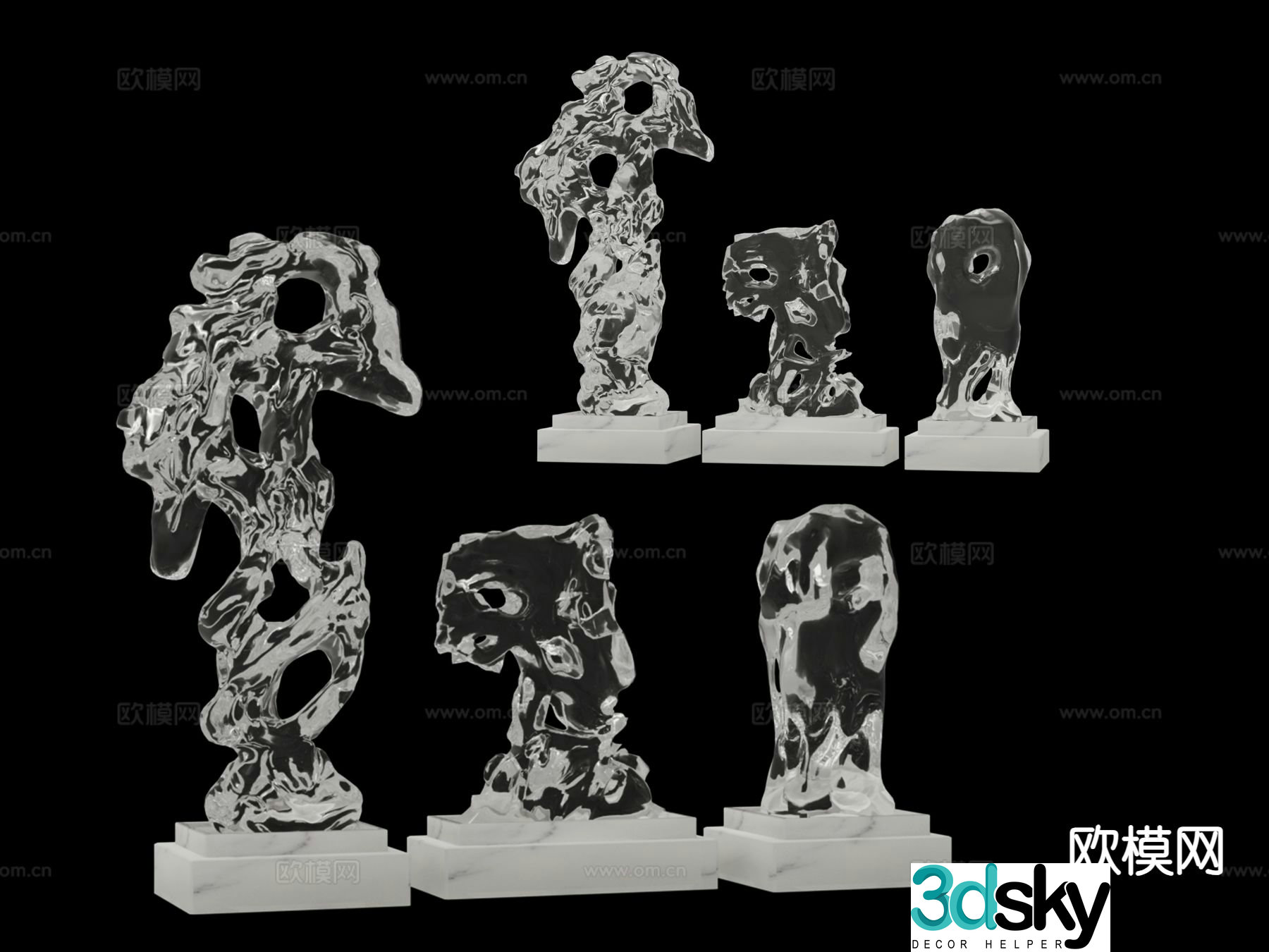 Modern crystal sculpture ornament 3d model