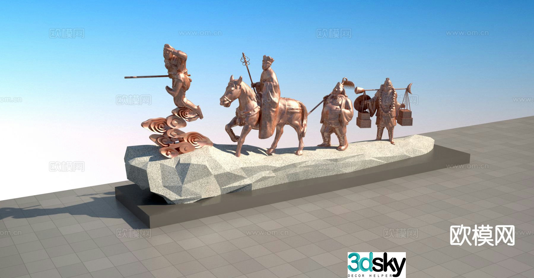 Journey to the West sculpture square sculpture 3D model