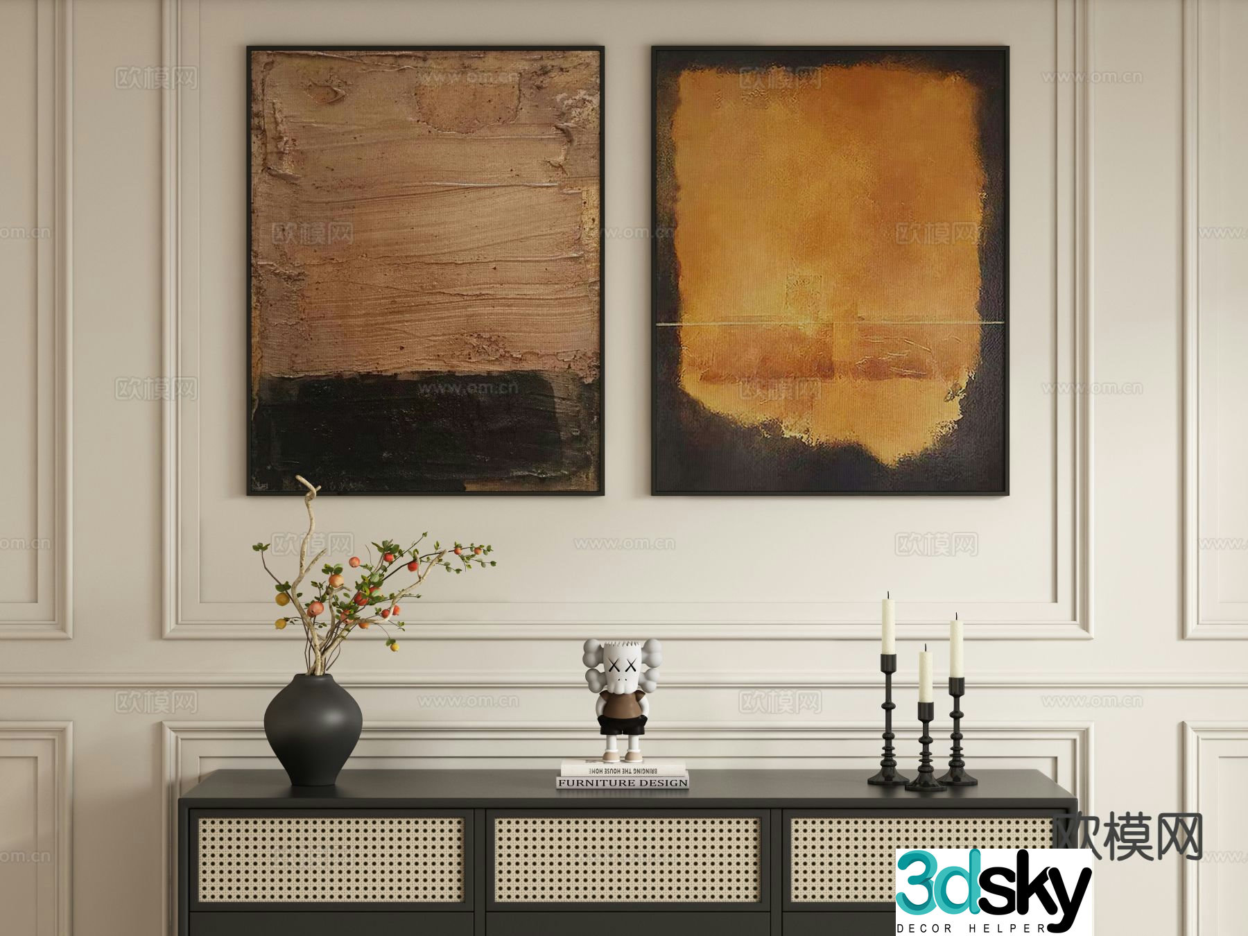 Medieval style art painting texture painting decorative painting 3d model