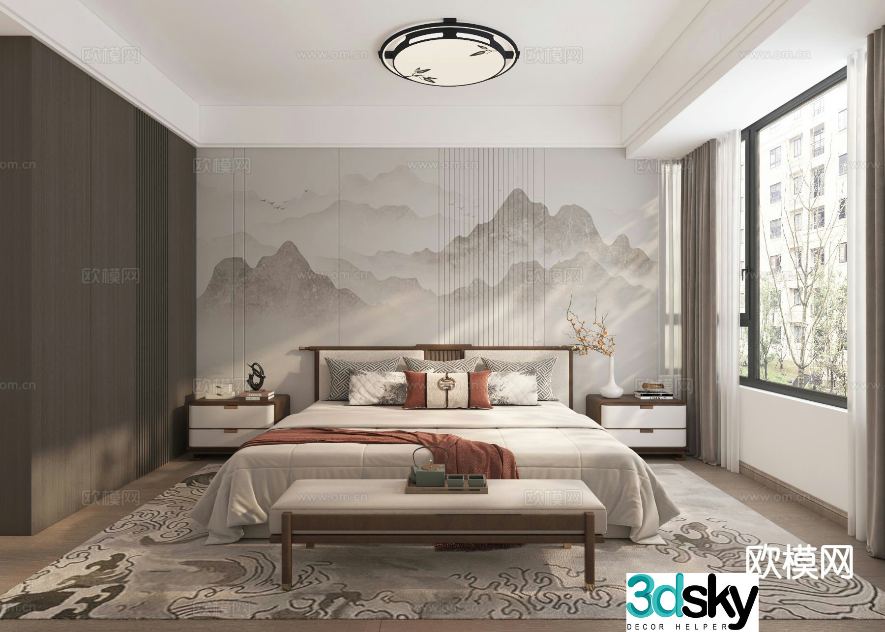 New Chinese style master bedroom bedroom 3d model