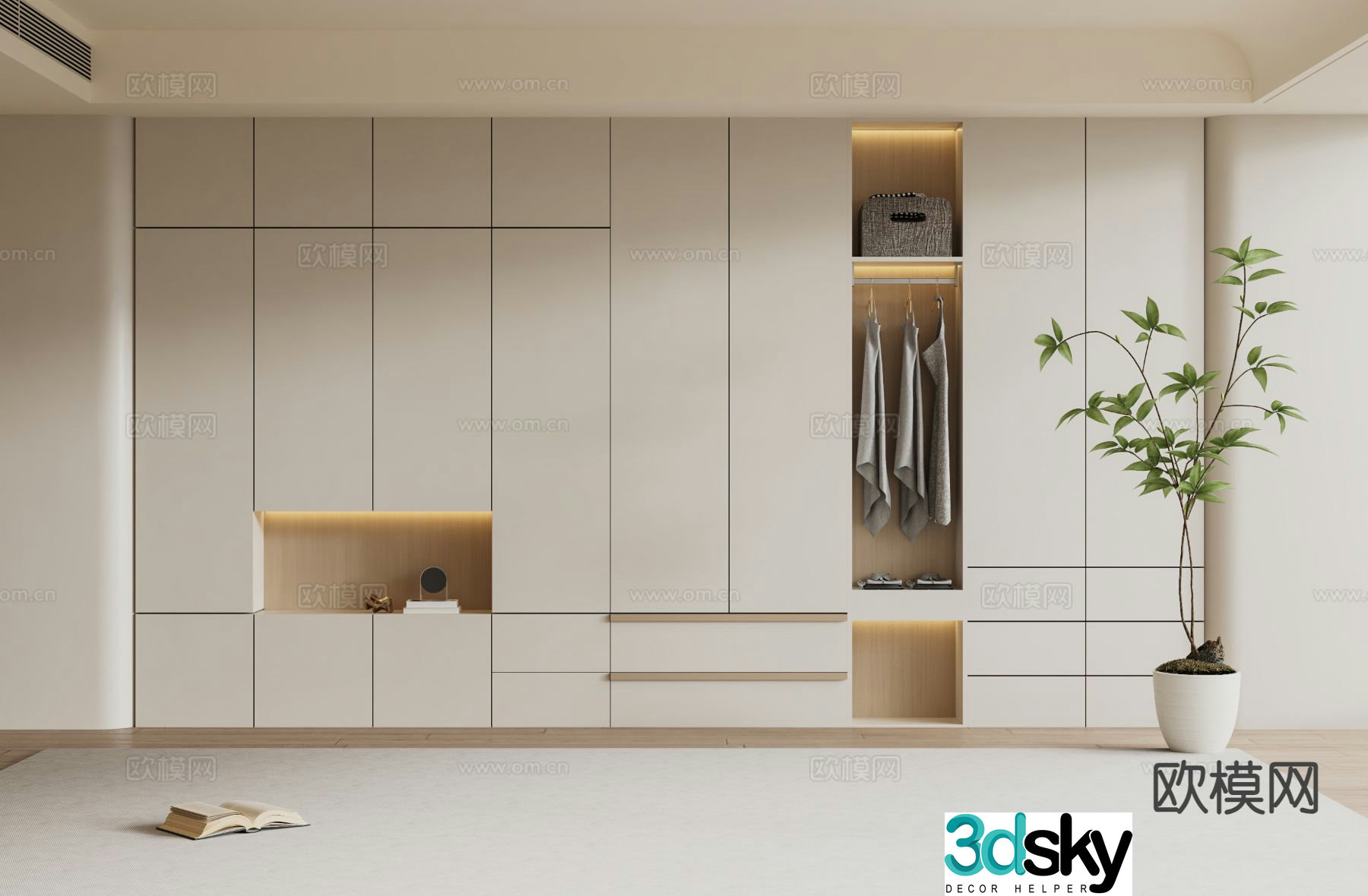 Cream style wardrobe 3d model