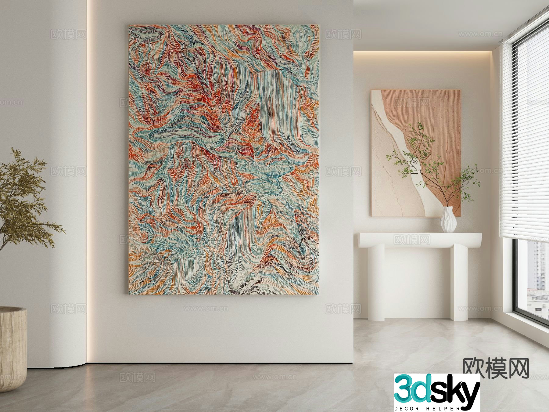 Modern decorative painting oil painting 3d model