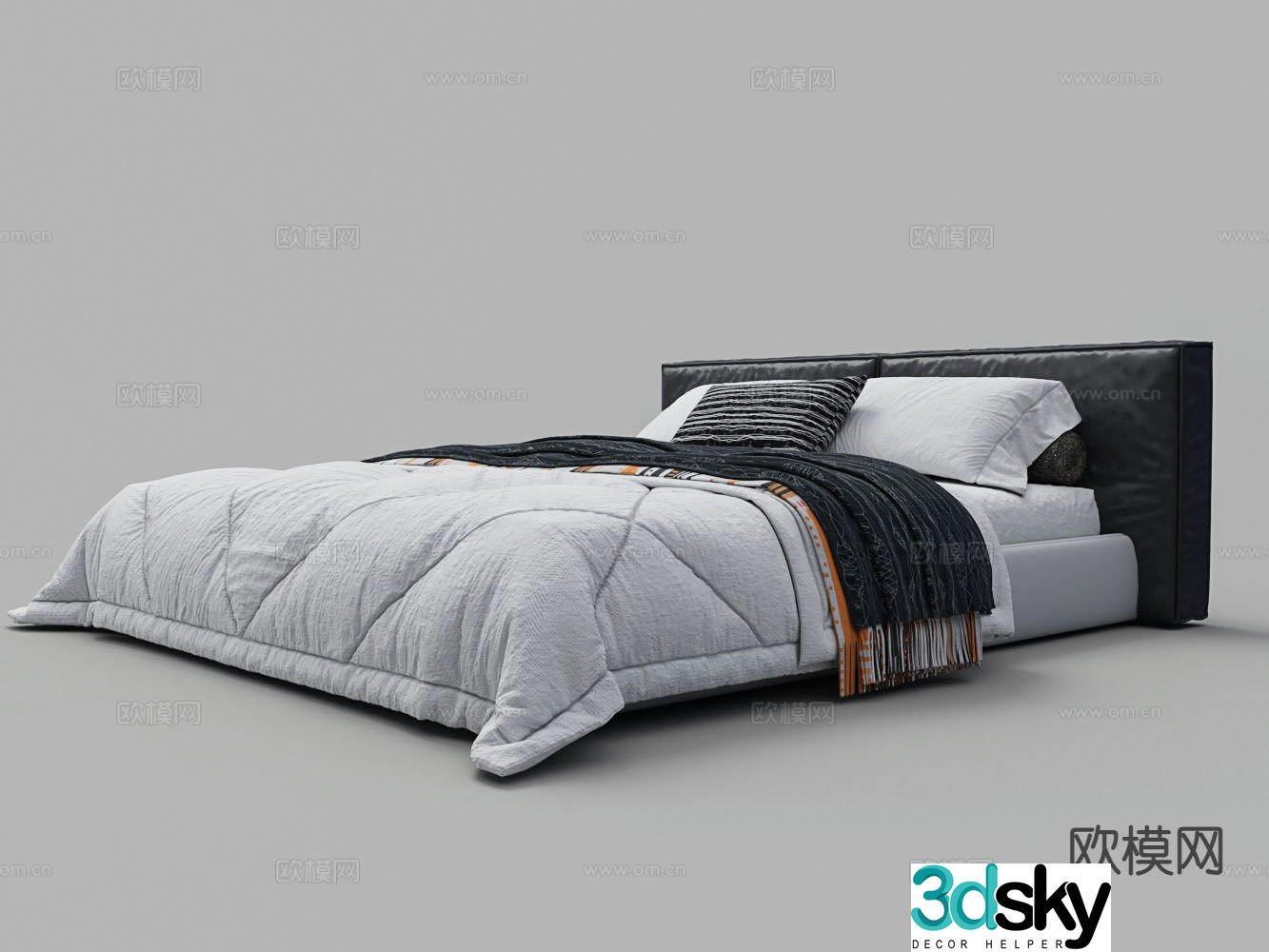 Modern double bed 3d model
