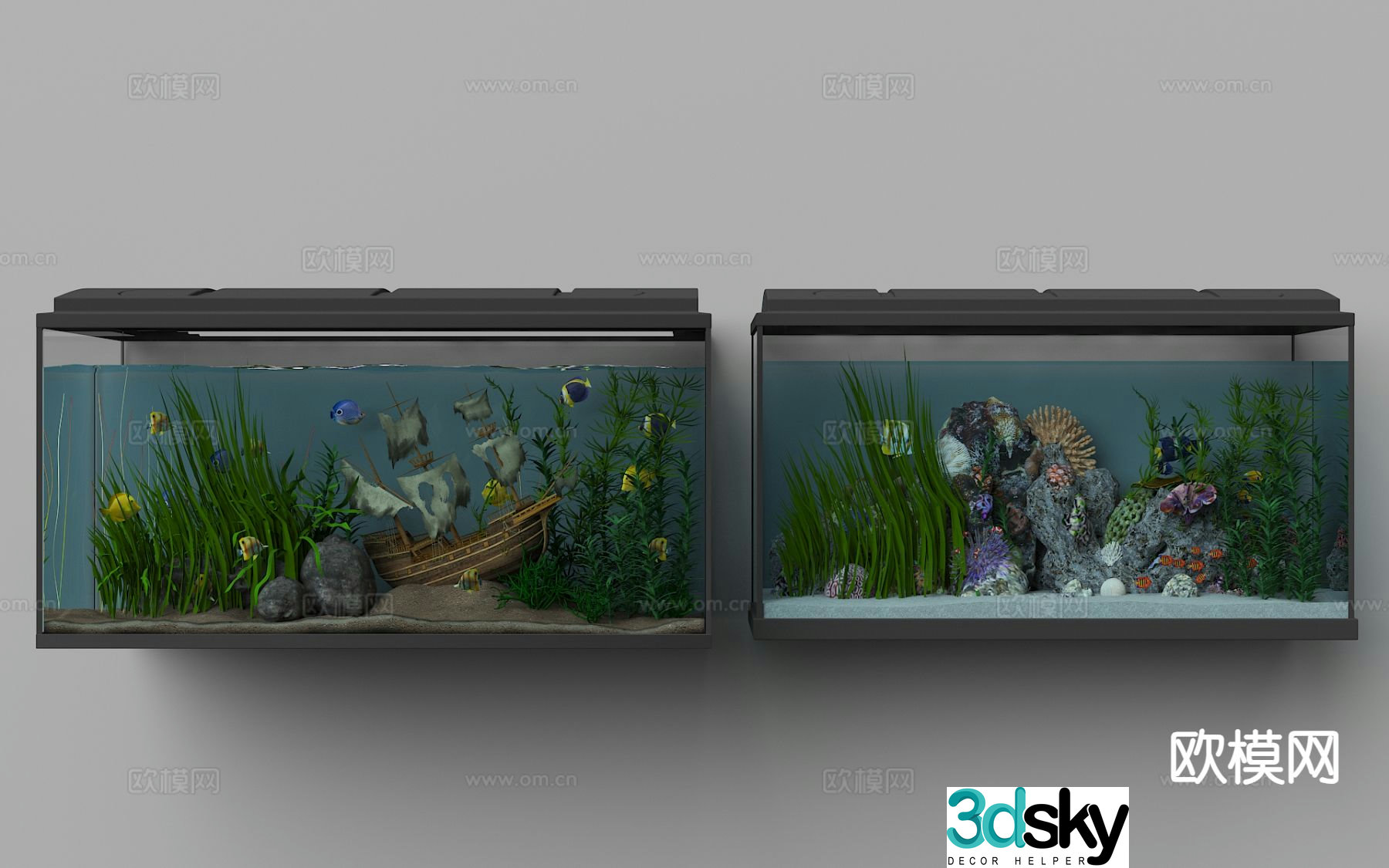 Modern fish tank aquarium 3d model